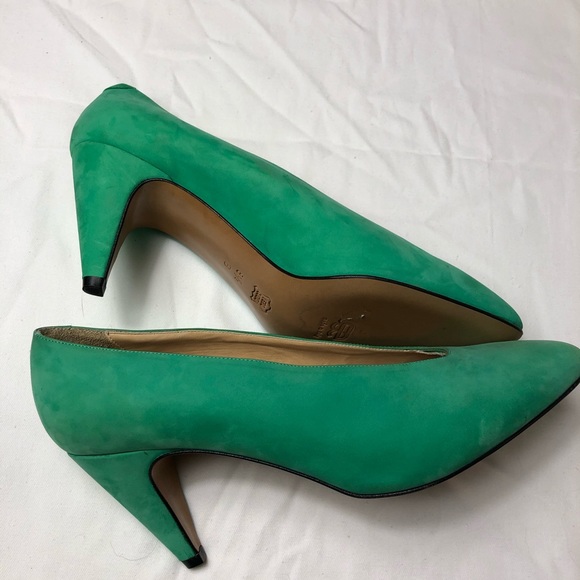 Bally Shoes - Vintage Bally turquoise suede heels Sz 8.5